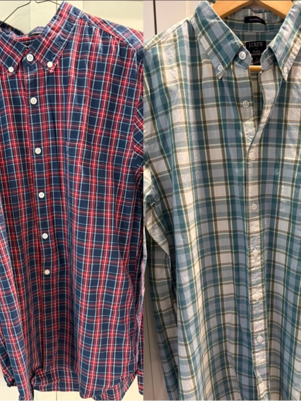 J. Crew Men’s Green Plaid Button-Down Shirt - Set of 2